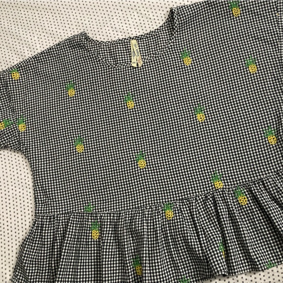 🍍Women’s Gingham Top Pineapple embroidered  Blouse 🍍. Size : M - Picture 10 of 13